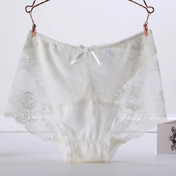 Plus Size Brief Women Underwear XXl XXXL XXXXL Sexy Lace Transparent Panties Cotton Comfortable Ladies Panty Mid-Rise Hollow Out8