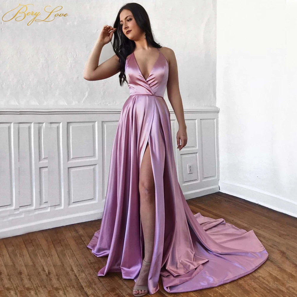 BeryLove Pink Simple Evening Dress 2019 Halter Crisscross Bust High Slit V neck Evening Gown Long Prom Pockets Robe De Soire
BeryLove Pink Simple Evening Dress 2019 Halter Crisscross Bust High Slit V neck Evening Gown Long Prom Pockets Robe De Soire