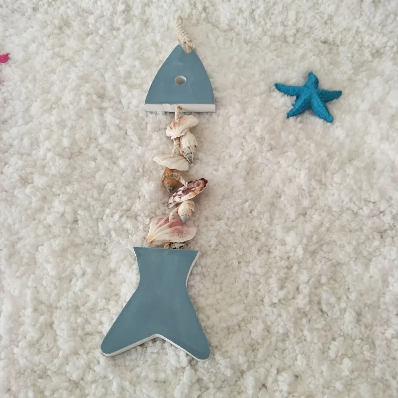 Waliicorners style resin starfish wooden fish string home decor fishing net accessories wall hanging background shooting props 14