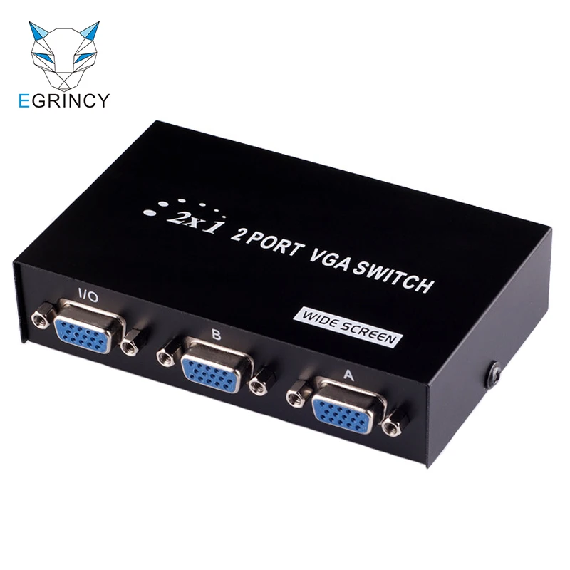 EGRINCY 2 IN 1 VGA Switcher 1080P 2 Port VGA IN To 1 VGA Out Switch Splitter Metal Shell For Projector PC Notebook HDTV Monitor
EGRINCY 2 IN 1 VGA Switcher 1080P 2 Port VGA IN To 1 VGA Out Switch Splitter Metal Shell For Projector PC Notebook HDTV Monitor