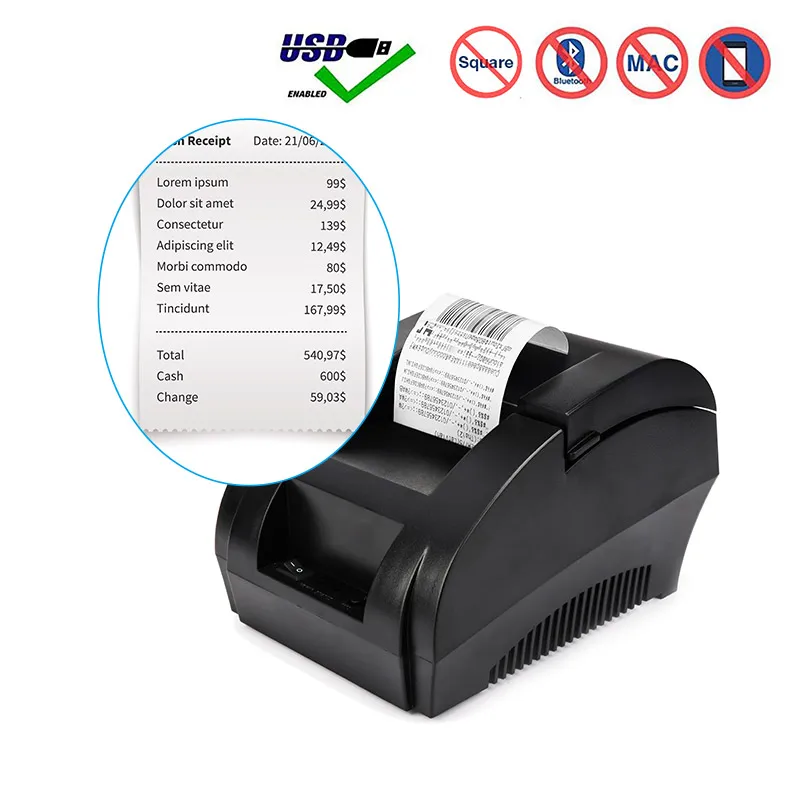 Original ZJ 5890K 58mm POS Thermal Receipt Bill Printer Universal Ticket Printer Support cash drawer driver low noise USB port .
Original ZJ 5890K 58mm POS Thermal Receipt Bill Printer Universal Ticket Printer Support cash drawer driver low noise USB port .