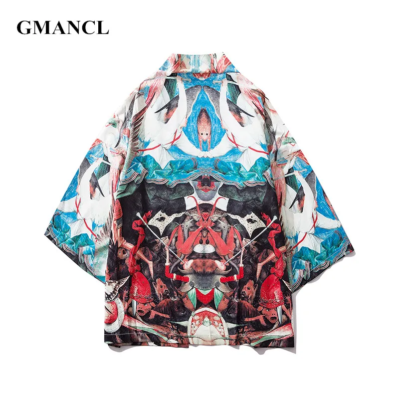 Men Fashion Full print Cardigan Kimono Jackets Thin windbreaker fabric Male Hip Hop Japanese Summer Half sleeve coat Outerwear
Men Fashion Full print Cardigan Kimono Jackets Thin windbreaker fabric Male Hip Hop Japanese Summer Half sleeve coat Outerwear