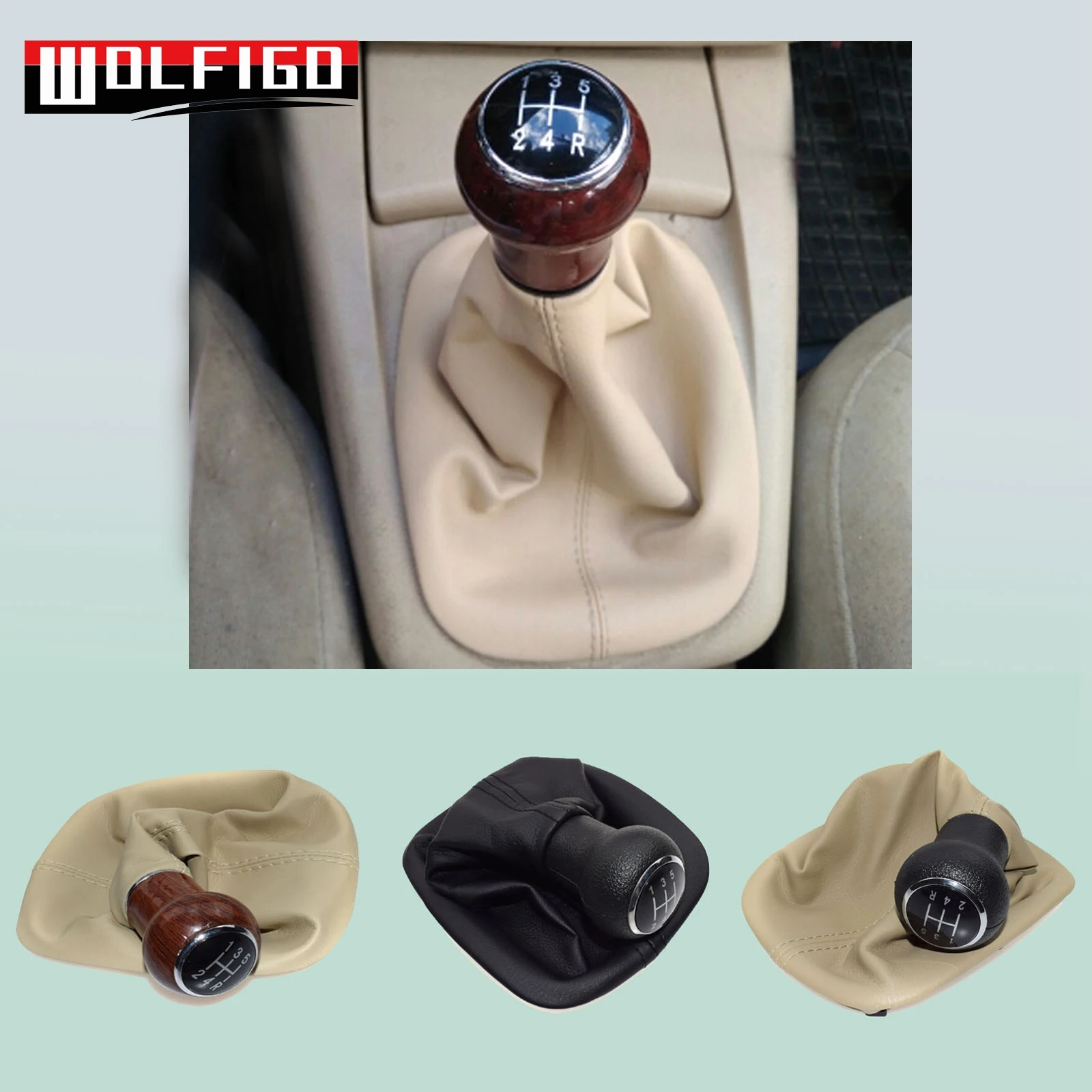 WOLFIGO New Beige/Black/Mahogany 5 Speed 12MM Gear Shift Knob with PU Leather Gator Boot Cover Fit VW PASSAT B5 B5.5 1998-2004
WOLFIGO New Beige/Black/Mahogany 5 Speed 12MM Gear Shift Knob with PU Leather Gator Boot Cover Fit VW PASSAT B5 B5.5 1998-2004