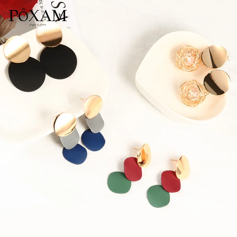 POXAM Fashion Luxury Gold Round Drop Earrings for Women Girl Korea Cute Smooth Sequins Hanging Dangle Metal Earring Jewelry 2019
POXAM Fashion Luxury Gold Round Drop Earrings for Women Girl Korea Cute Smooth Sequins Hanging Dangle Metal Earring Jewelry 2019