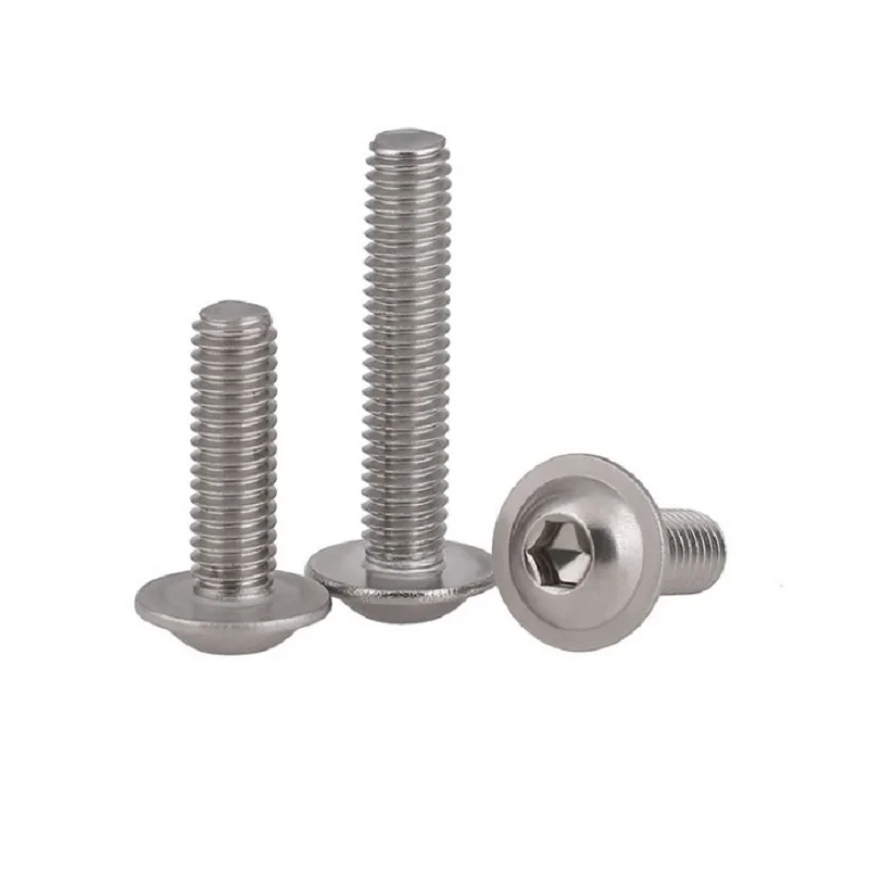 

20Pcs M3 M4 M5 M6 304 Stainless Steel Half Round button Flange Head with Washer Inner Hex Socket allen Screws ISO7380.2 Bolt