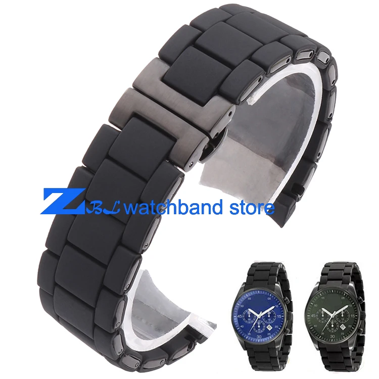 Rubber watchband black steel in black silica gel for AR5921 AR5922 man 23mm woman 20mm watch strap
Rubber watchband black steel in black silica gel for AR5921 AR5922 man 23mm woman 20mm watch strap