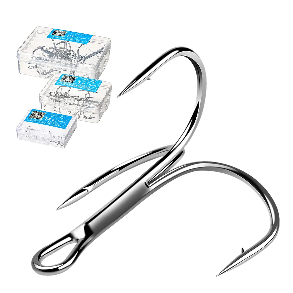 DONQL 10pcs/ Box Treble Fishing Hooks Set Carbon Steel Barbed Fishhooks Super Sharp Carp Triple Hooks Sea Tackle Accessories
DONQL 10pcs/ Box Treble Fishing Hooks Set Carbon Steel Barbed Fishhooks Super Sharp Carp Triple Hooks Sea Tackle Accessories