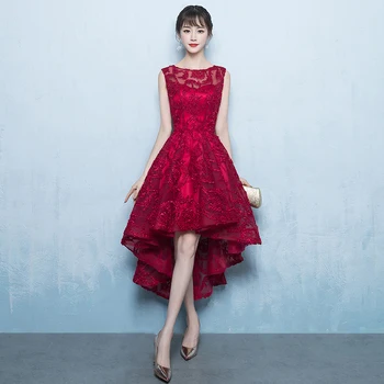 Bungundy Chinese Bride Dress Toast Clothes Elegant Women Knee-Length Evening Party Gowns Sleeveless Sexy Banquet Vestidos
Bungundy Chinese Bride Dress Toast Clothes Elegant Women Knee-Length Evening Party Gowns Sleeveless Sexy Banquet Vestidos