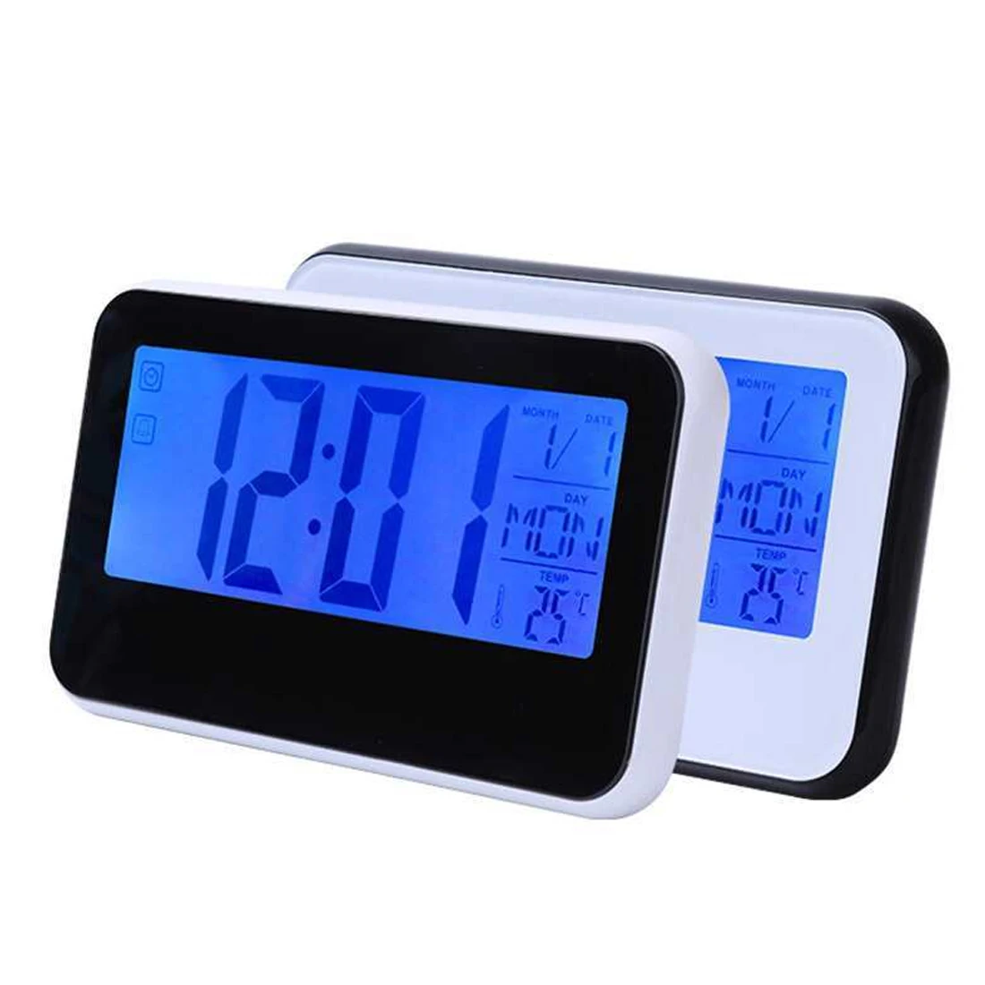 Black White LCD Alarm Clock Digital Display Voice Control Electric Snooze Night Backlight Desktop Table Clocks Watch
Black White LCD Alarm Clock Digital Display Voice Control Electric Snooze Night Backlight Desktop Table Clocks Watch