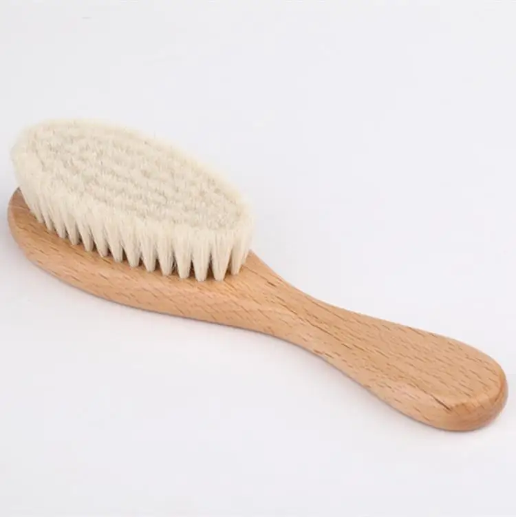 Natural Soft Goat Bristle Hair Sweeping Brush Men Beard Comb Oval Wood Handle Barber Dust For Broken Cleaning Tool | Красота и