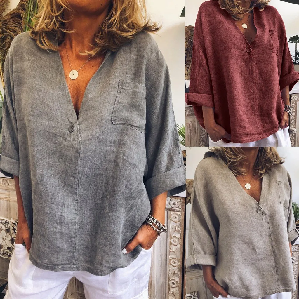 Women Ladies Summer T shirts Plus Size Women Fashion Casual V-Neck Button Pocket T-Shirt Tops Tees Clotning
Women Ladies Summer T shirts Plus Size Women Fashion Casual V-Neck Button Pocket T-Shirt Tops Tees Clotning