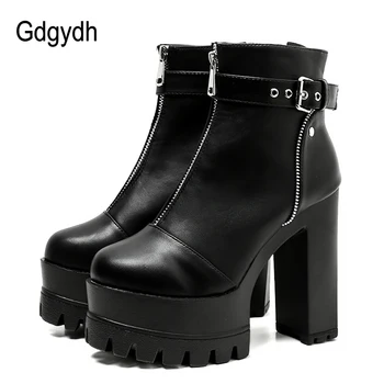 Gdgydh Fashion Zipper Platform Heels Women Ankle Boots Black Female High Heels Leather Shoes Round Toe Ladies Party Shoe Autumn
Gdgydh Fashion Zipper Platform Heels Women Ankle Boots Black Female High Heels Leather Shoes Round Toe Ladies Party Shoe Autumn