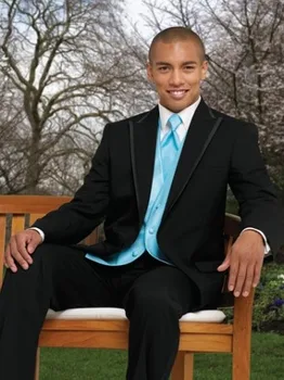 One Button Groom Tuxedo Black Groomsmen Peak Lapel Wedding/Dinner Suits Best Man Bridegroom (Jacket+Pants+Tie+Vest) B215
One Button Groom Tuxedo Black Groomsmen Peak Lapel Wedding/Dinner Suits Best Man Bridegroom (Jacket+Pants+Tie+Vest) B215
