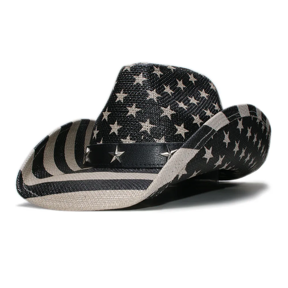 Retro National Flag Unisex's Hard Paint Straw Wide Brim Stripe Sun Beach Cowboy Cowgirl Western Hat Leather Star Band (58cm)
Retro National Flag Unisex's Hard Paint Straw Wide Brim Stripe Sun Beach Cowboy Cowgirl Western Hat Leather Star Band (58cm)