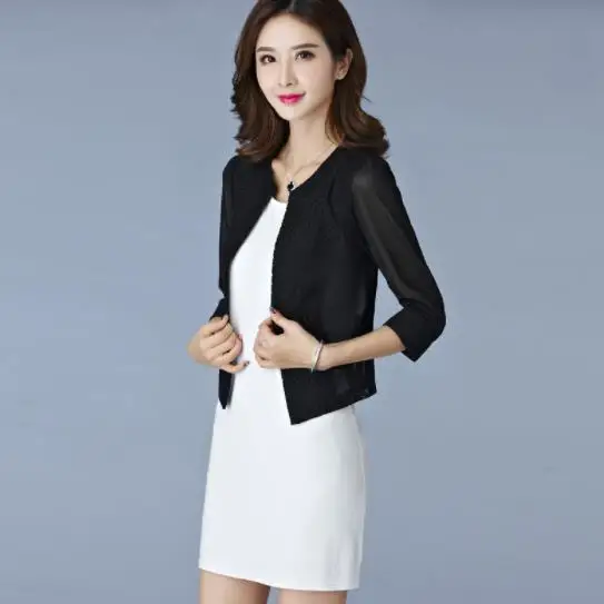 Jaqueta Feminina 2019 Summer Women Gauze Mesh Cardigan Short Jackets Office Lady Black,White Slim Hollow Out Thin Outwear AE4
Jaqueta Feminina 2019 Summer Women Gauze Mesh Cardigan Short Jackets Office Lady Black,White Slim Hollow Out Thin Outwear AE4