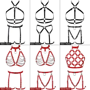 Goth Women Full Body Harness Set Leather Tops Hollow Out Bras Garter Belt Adjust Art Clothing Halloween Club Dance Festival Rave
Goth Women Full Body Harness Set Leather Tops Hollow Out Bras Garter Belt Adjust Art Clothing Halloween Club Dance Festival Rave