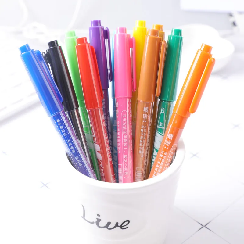 12 colors/set Small Dual tips marker pen Two written lines Mark Oily Optical Disc Glass Ceramic fabric marker
12 colors/set Small Dual tips marker pen Two written lines Mark Oily Optical Disc Glass Ceramic fabric marker