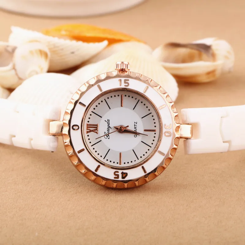 Waved round case in gold,copy ceramic resin band,quartz movement,simple dial display,Gerryda lady ceramic fashion watch
Waved round case in gold,copy ceramic resin band,quartz movement,simple dial display,Gerryda lady ceramic fashion watch