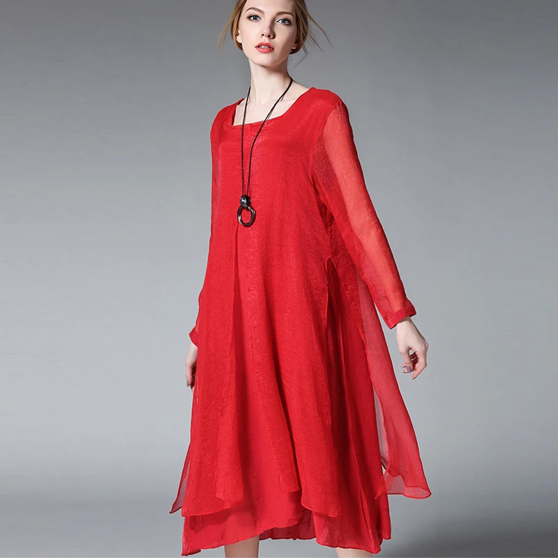 Spring Autumn new plus size Silk chiffon dresses red loose long sleeve high waist chiffon dress women's clothing size XL to 4XL
Spring Autumn new plus size Silk chiffon dresses red loose long sleeve high waist chiffon dress women's clothing size XL to 4XL
