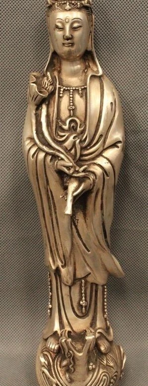 11" China Chinese Silver Guan Yin Kwan-yin Bodhisattva Bottle Bead Statue Figure
11" China Chinese Silver Guan Yin Kwan-yin Bodhisattva Bottle Bead Statue Figure
