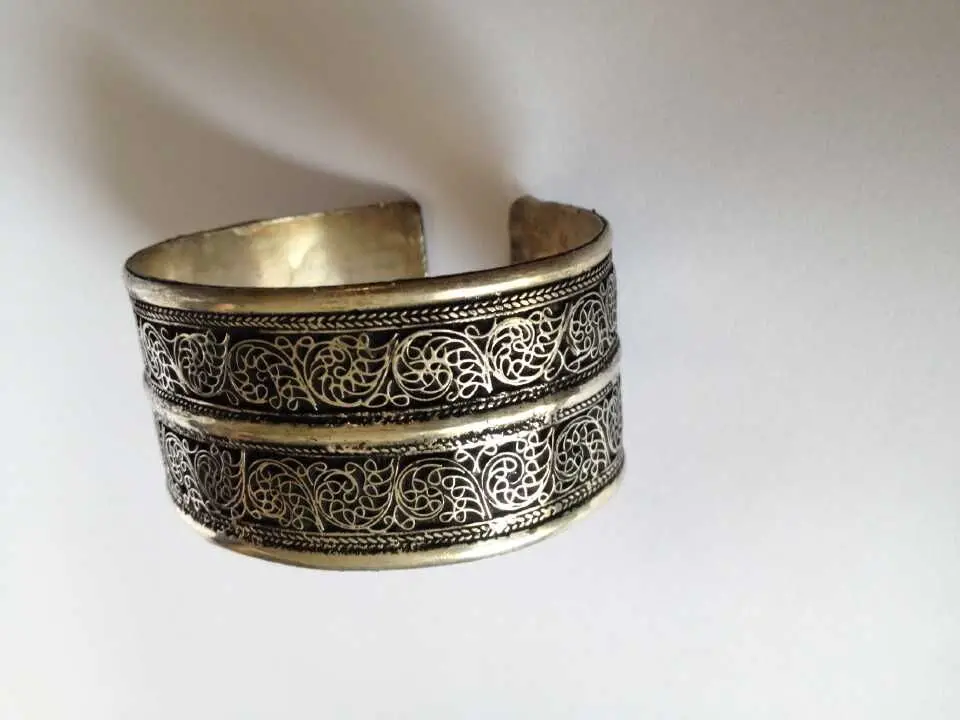 FREE shipping>>>>Men's tibet silver inlay cuff bracelet tyx 6.05
