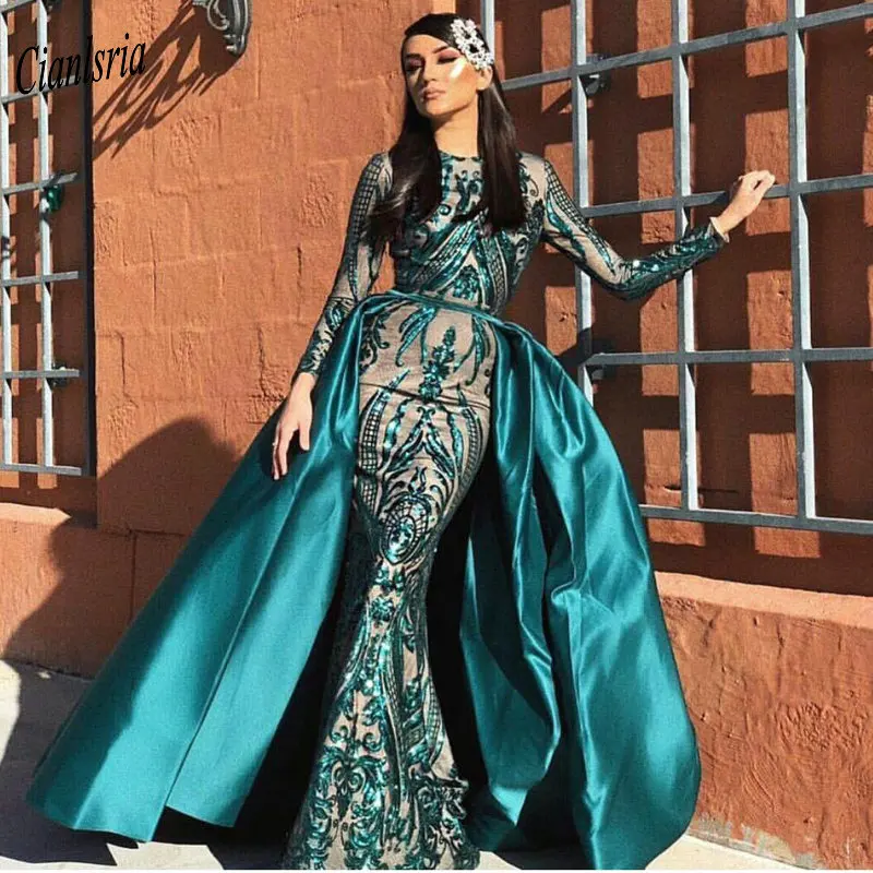 Modest Arabic Muslim Sequined Long Sleeve Evening Dress 2019 Detachable Train Moroccan Kaftan Dubai Formal Evening Party Dresses
Modest Arabic Muslim Sequined Long Sleeve Evening Dress 2019 Detachable Train Moroccan Kaftan Dubai Formal Evening Party Dresses