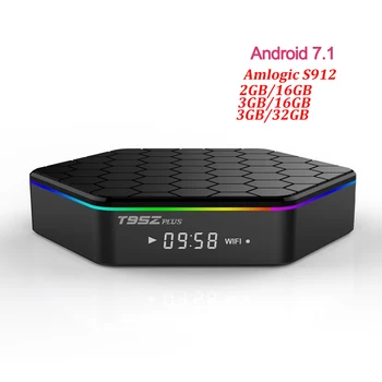 

T95z Plus Amlogic S912 Octa Core Android 7.1 TV Box 3Gb DDR3 Ram 32GB Rom 4K 2.4 5GHZ Dual WIFI H.265 Media player tvbox