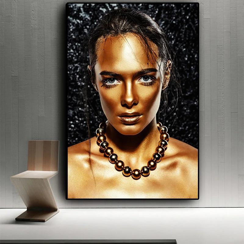 

Nude African Art Black Gold Woman Oil Painting on Canvas Cuadros Posters and Prints Scandinavian Wall Picture for Living Room