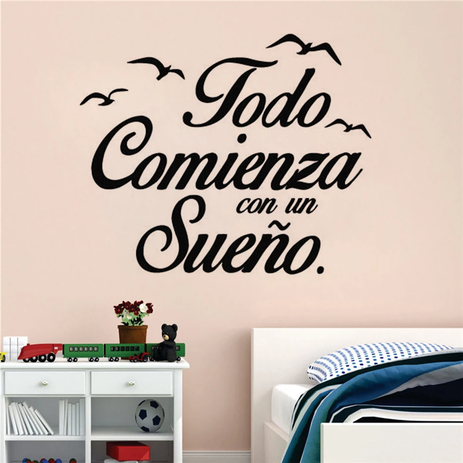 Spanish Quote Vinyl Wall Stickers Mural Bedroom Wall Decals Birds Letterings Home Decor Kids Room Decoration Living Room B630
Spanish Quote Vinyl Wall Stickers Mural Bedroom Wall Decals Birds Letterings Home Decor Kids Room Decoration Living Room B630