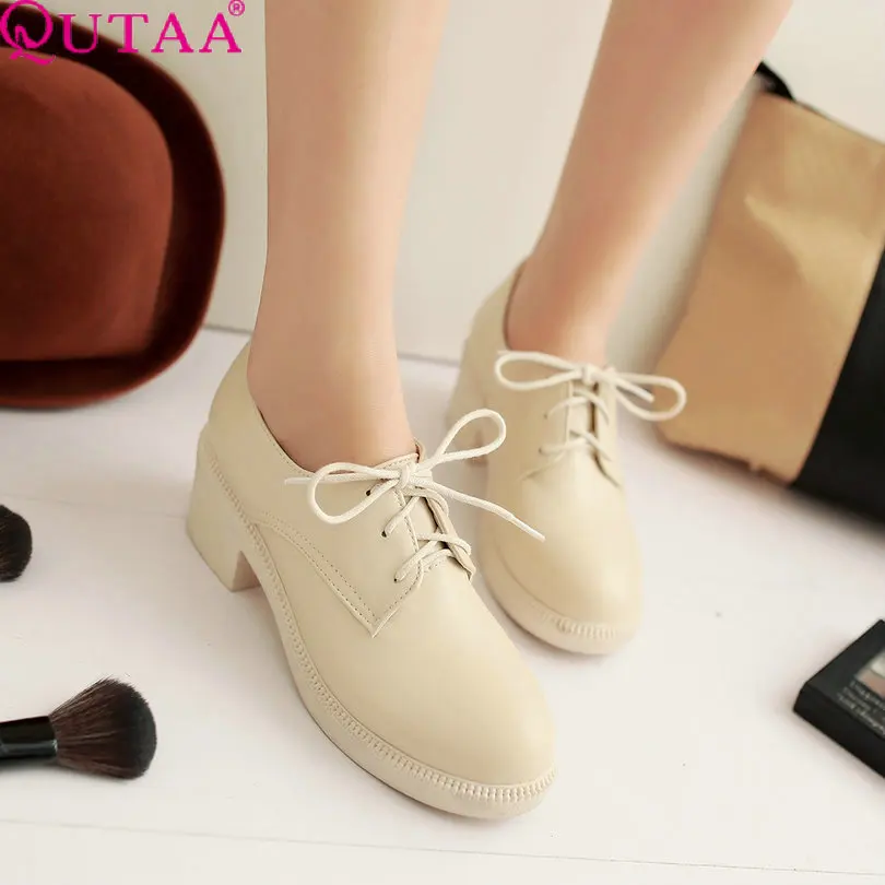 QUTAA Black Ladies Summer Shoes Square Med Heel Round Toe PU leather Woman Pumps Lace Up Ladies Wedding Shoe Size 34-43
QUTAA Black Ladies Summer Shoes Square Med Heel Round Toe PU leather Woman Pumps Lace Up Ladies Wedding Shoe Size 34-43