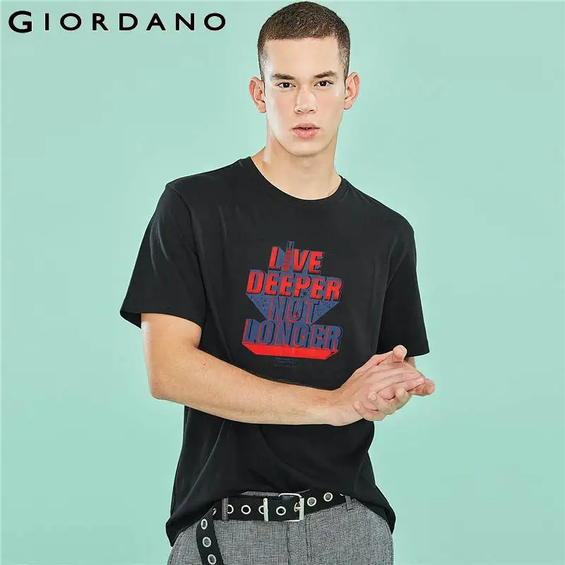 Giordano футболка с короткими рукавами и круглым воротом имеет печатный принт на
