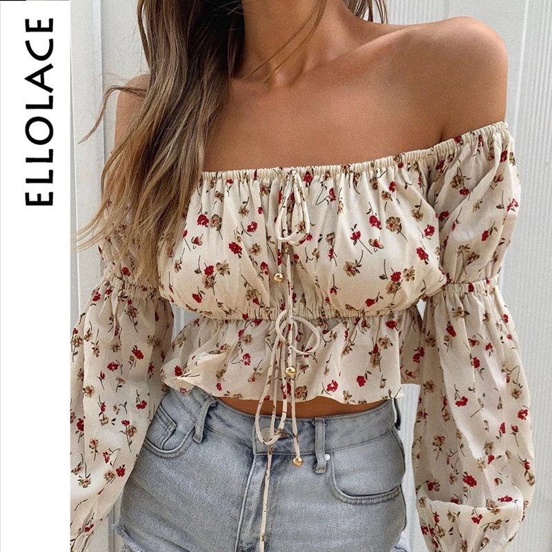 Ellolace Off Shoulder T-shirt Women Flower Print Puff Long Sleeve Cropped Tops Sexy Summer Holiday Fashion 2019 Female Clothes
Ellolace Off Shoulder T-shirt Women Flower Print Puff Long Sleeve Cropped Tops Sexy Summer Holiday Fashion 2019 Female Clothes