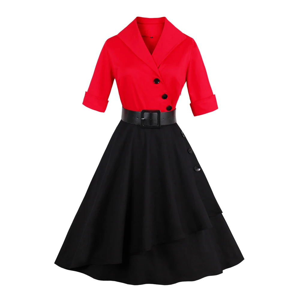 Kenancy Plus Size 4xl Color Block Women Retro Dress Turn Down Collar Half Sleeves Belts Vintage Dress 60s Party Vestidos Femme
Kenancy Plus Size 4xl Color Block Women Retro Dress Turn Down Collar Half Sleeves Belts Vintage Dress 60s Party Vestidos Femme