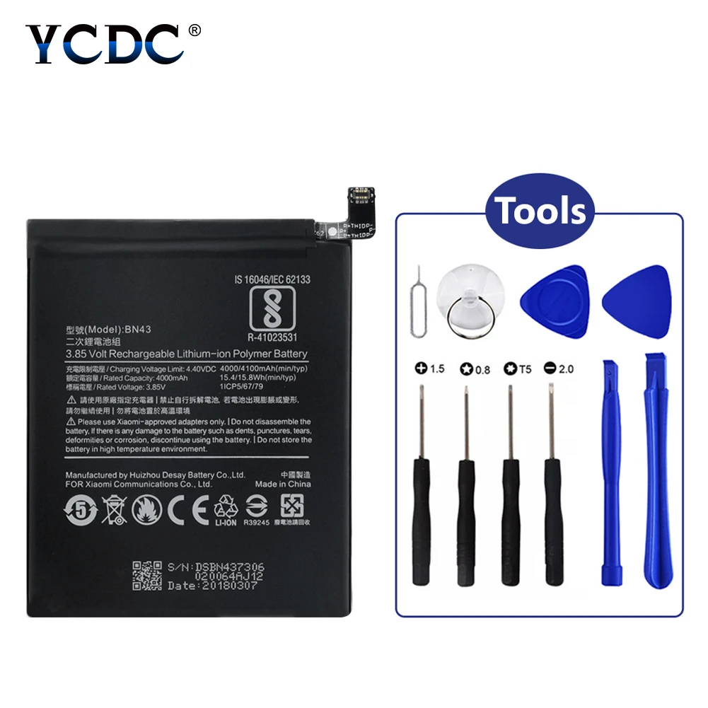 Phone Battery 3.85V 4000/4100mAh BN43 BN 43 Lithium Li-ion Rechargeable Battery For Xiaomi Redmi Note 4X Note4X
Phone Battery 3.85V 4000/4100mAh BN43 BN 43 Lithium Li-ion Rechargeable Battery For Xiaomi Redmi Note 4X Note4X