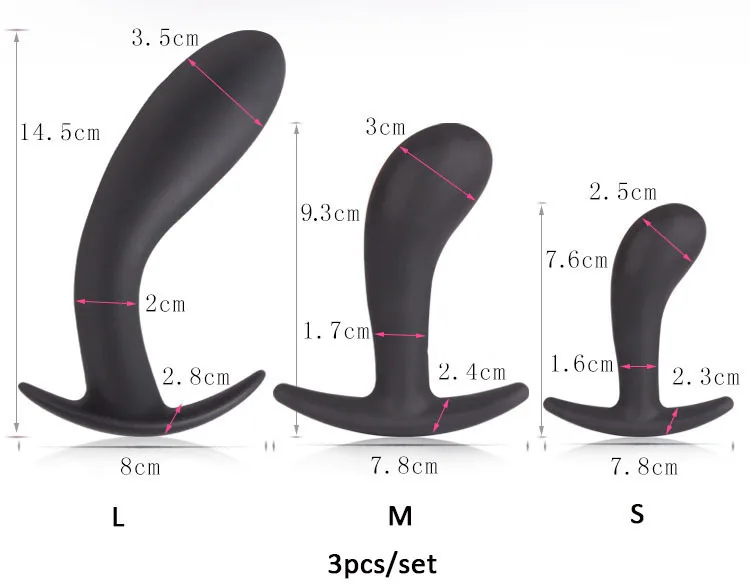3PCS,Silicone Anal Plug Massage Butt Plug Anal Balls Chastity Dildo Prostata Massage Sex Toys For Men Woman Gay