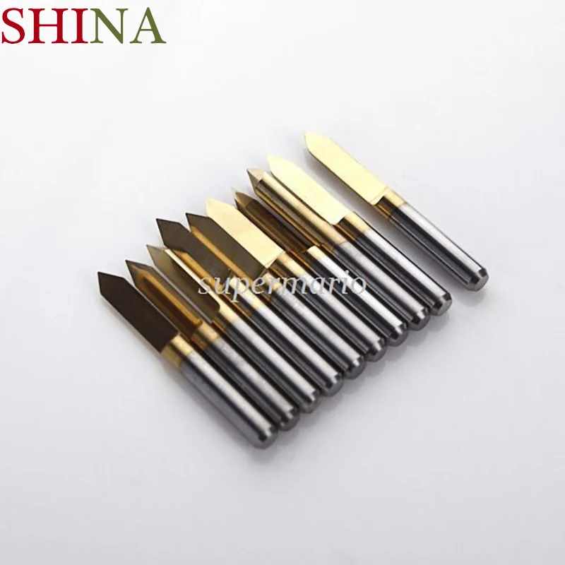 10x Titanium Milling Cutters Coated Carbide PCB Engraving CNC Bit Router Tool 3.175*90 Degree 0.3mm Tip high quality | Инструменты