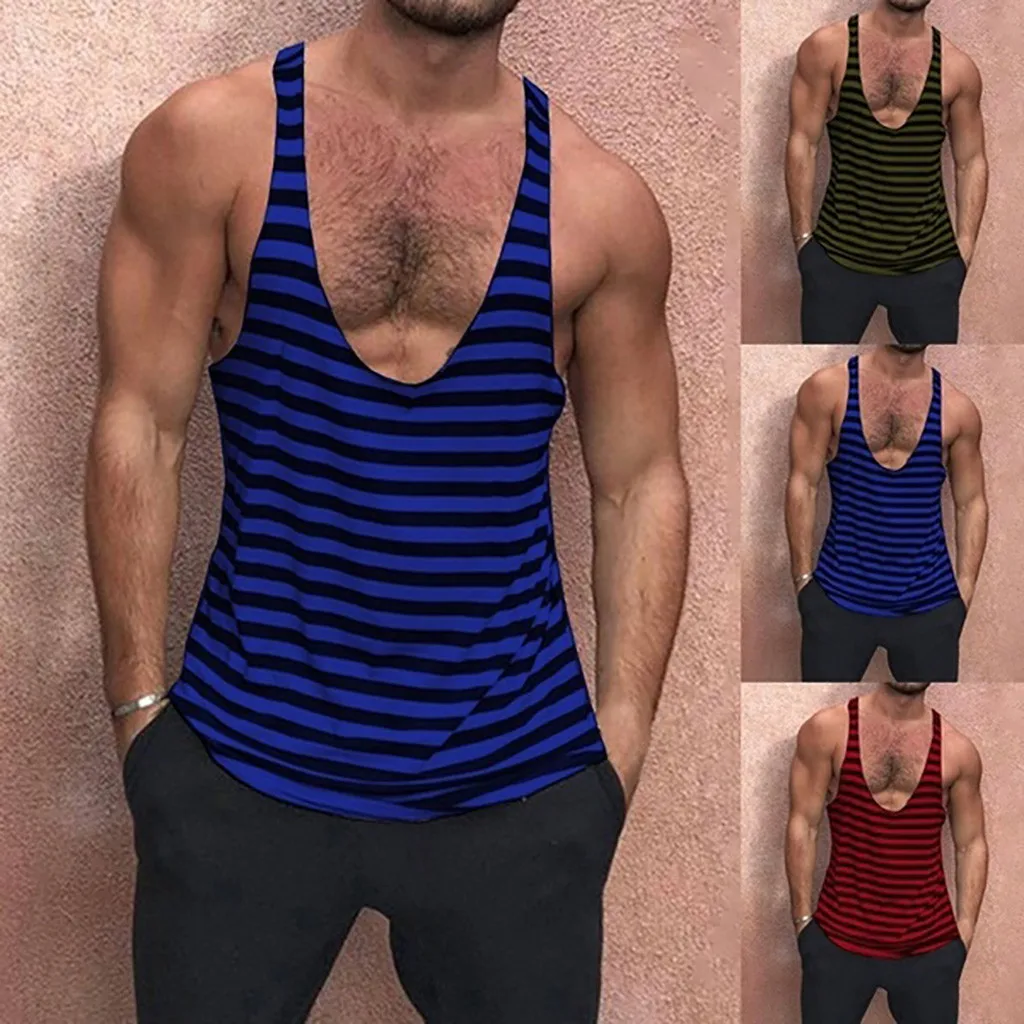 ISHOWTIENDA New style hot sales Men's Summer Casual Sleeveless Deep-V Striped Vest Tank Tops Shirt summer sporting tank tops
ISHOWTIENDA New style hot sales Men's Summer Casual Sleeveless Deep-V Striped Vest Tank Tops Shirt summer sporting tank tops