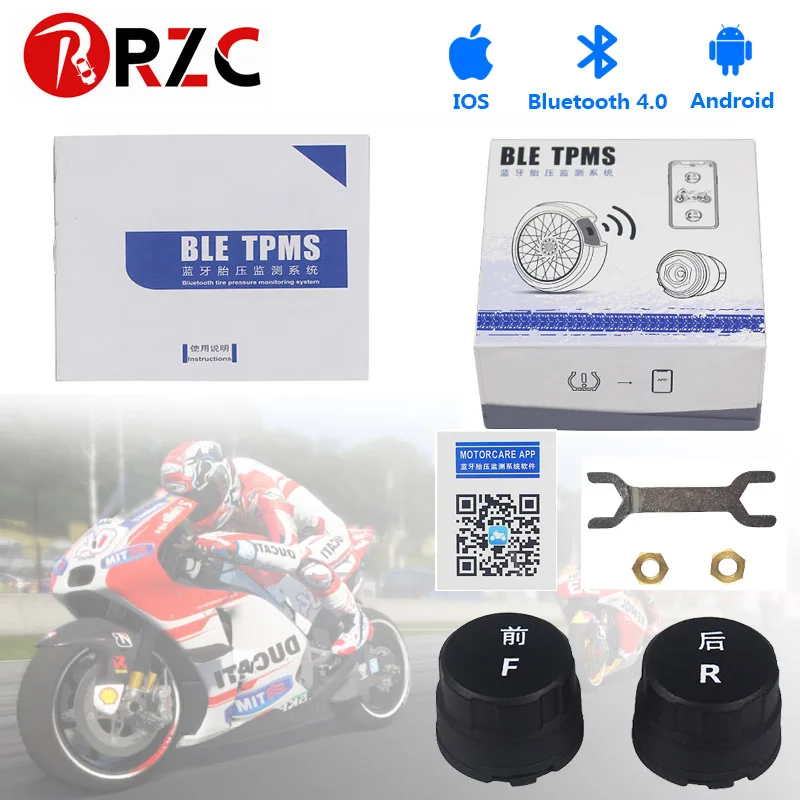 TPMS Motorcycle Bluetooth Tire Pressure Monitoring 2 External Sensors With Alarm System For IOS / Android TPMS Motorcycle TPMS
TPMS Motorcycle Bluetooth Tire Pressure Monitoring 2 External Sensors With Alarm System For IOS / Android TPMS Motorcycle TPMS
