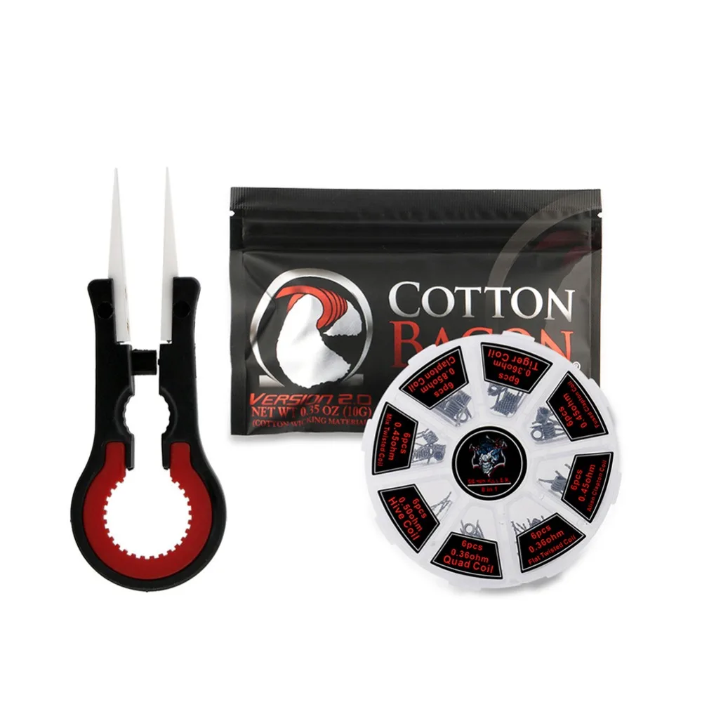 Organic Cotton + Vaper Tweezers + 8 in 1 Prebuilt Coil Kit Twisted Alien Clapton Wire DIY Tools for Electronic Cigarette RBA RDA
Organic Cotton + Vaper Tweezers + 8 in 1 Prebuilt Coil Kit Twisted Alien Clapton Wire DIY Tools for Electronic Cigarette RBA RDA
