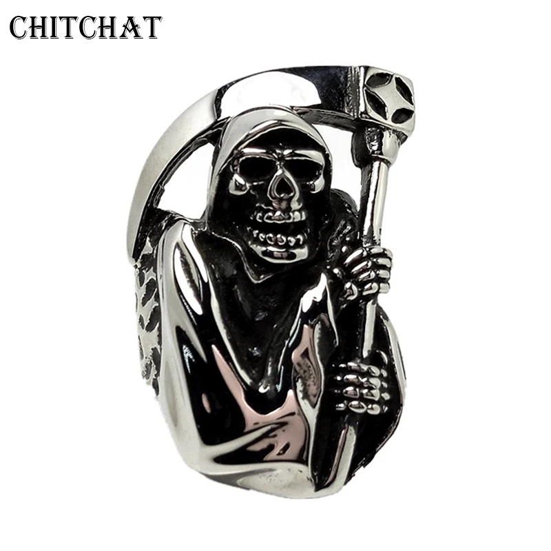 316L Stainless Steel Punk Rock Death Sickle Skull Ring Vintage Nightclub Ring Dead Evil Domineering Rings Casting Jewelry
316L Stainless Steel Punk Rock Death Sickle Skull Ring Vintage Nightclub Ring Dead Evil Domineering Rings Casting Jewelry