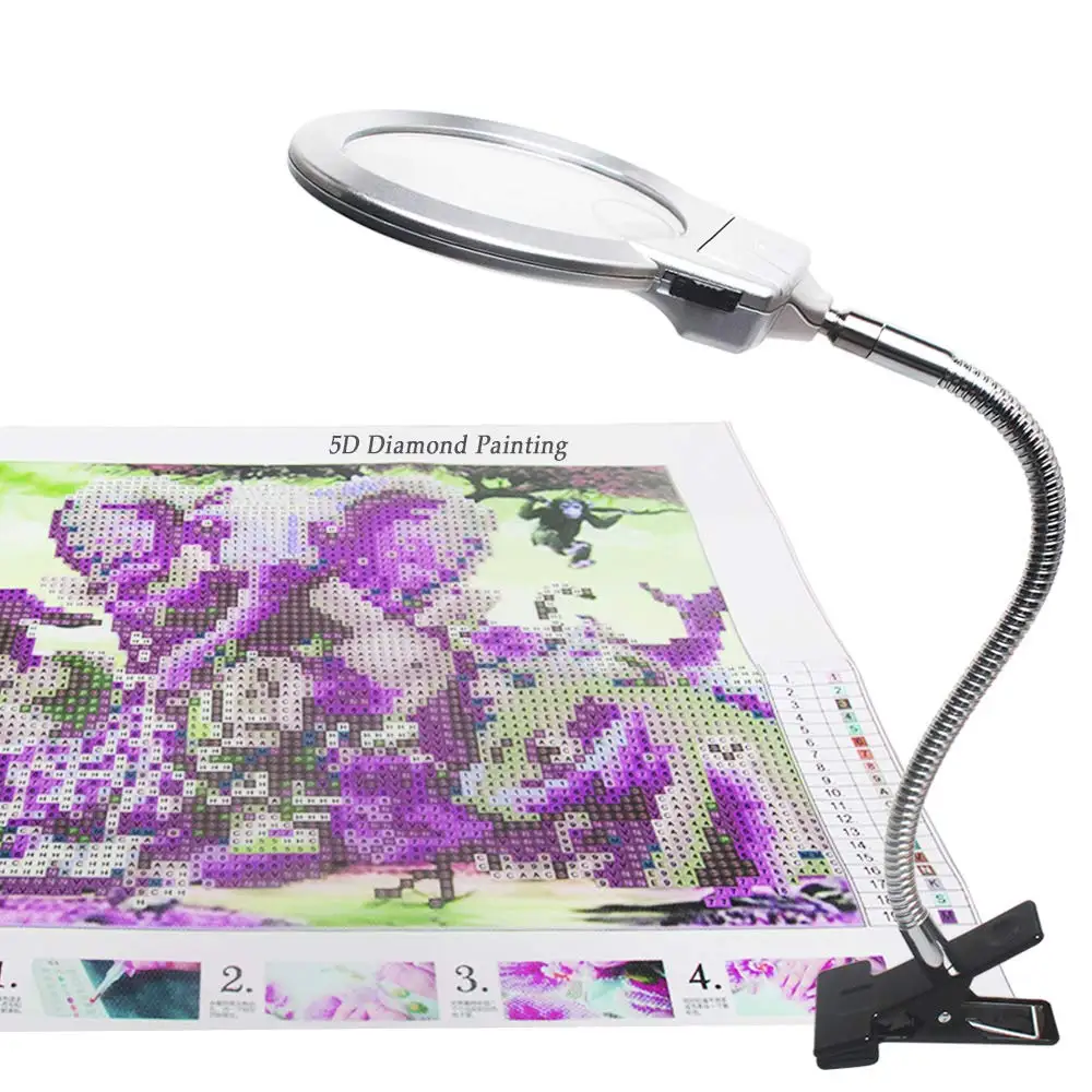 5D Diamond Painting Tool Magnifier LED Light with Clip Folding/Flexible Neck Diamond Painting Cross Stitch Tool for Adults/Kids
5D Diamond Painting Tool Magnifier LED Light with Clip Folding/Flexible Neck Diamond Painting Cross Stitch Tool for Adults/Kids