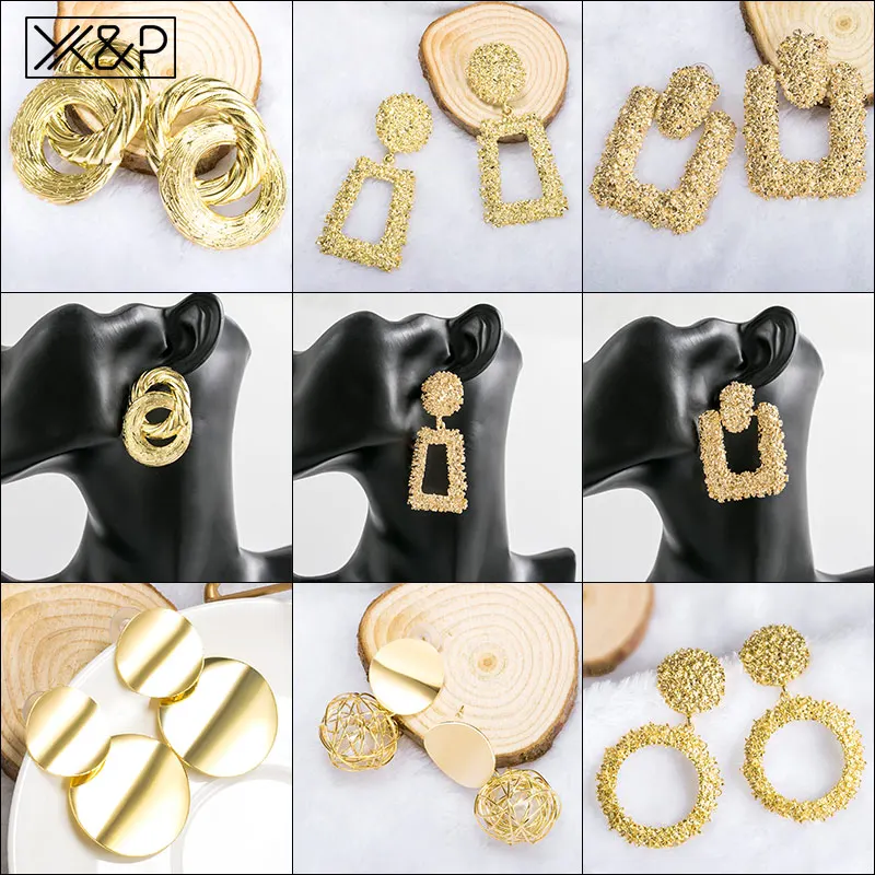 X&P Big Vintage Earrings for women gold color Geometric statement earring 2018 metal earing Hanging fashion jewelry trend
X&P Big Vintage Earrings for women gold color Geometric statement earring 2018 metal earing Hanging fashion jewelry trend