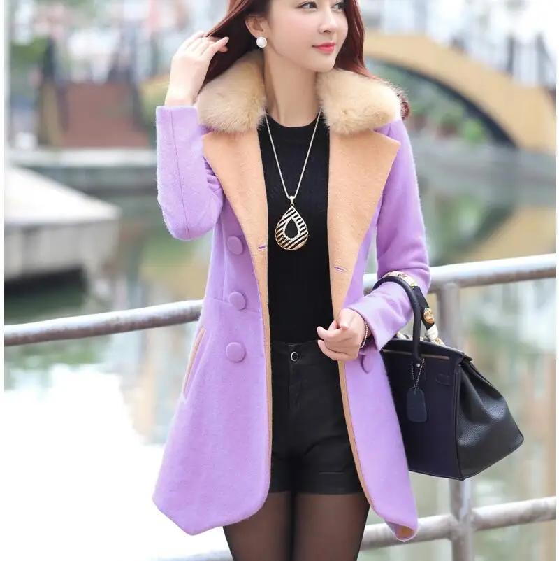 High quality large Blends fur collar double-breasted pike woolen coat women's spring warm elegant suit wool coat autumn winter
High quality large Blends fur collar double-breasted pike woolen coat women's spring warm elegant suit wool coat autumn winter