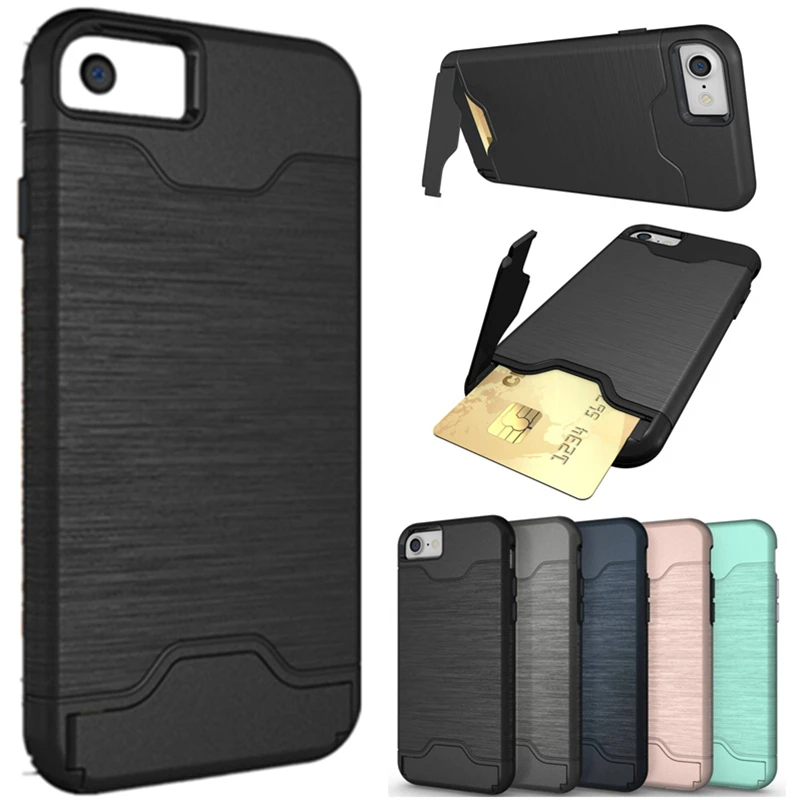 For Iphone7 Luxury Hybrid Armor Kickstand Card Slot Hard Fundas font b Case b font For