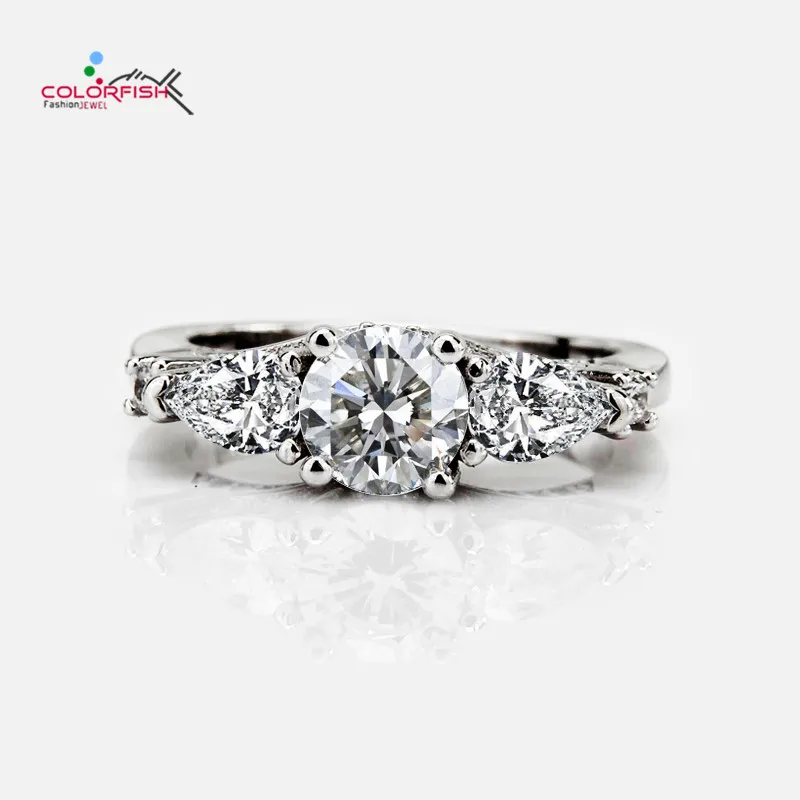 COLORFISH Pear Round Cut 1 Ct Solid 925 Sterling Silver Three Stone Engagement Rings For Women Luxury Anniversary Jewelry Ring
COLORFISH Pear Round Cut 1 Ct Solid 925 Sterling Silver Three Stone Engagement Rings For Women Luxury Anniversary Jewelry Ring