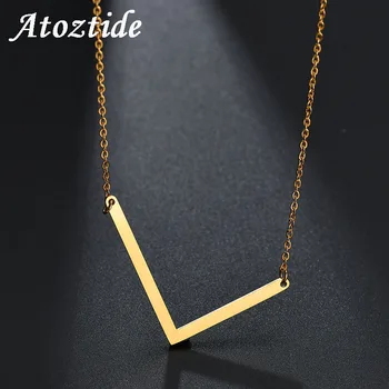 

Atoztide Engrave Words Name L Letter Necklaces Stainless Steel Alfabet Initial Choker Necklace For Woman Girl Birthday Gifts