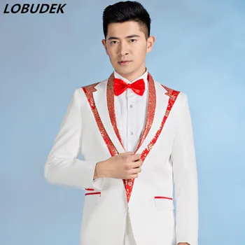 White slim sequins Men's suits singer Chorus stage Costume Prom Host performance clothes Wedding Studio shoot show star costumes
White slim sequins Men's suits singer Chorus stage Costume Prom Host performance clothes Wedding Studio shoot show star costumes