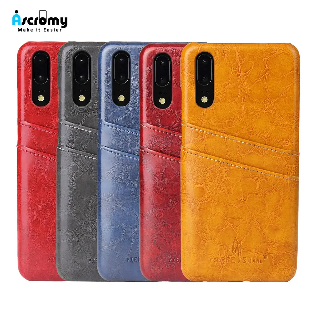 Ascromy For Huawei P20 Case Leather Card Holder Wallet Phone Back Hard Case Cover For Huawei P20 CardHolder Fundas Accessories (23)