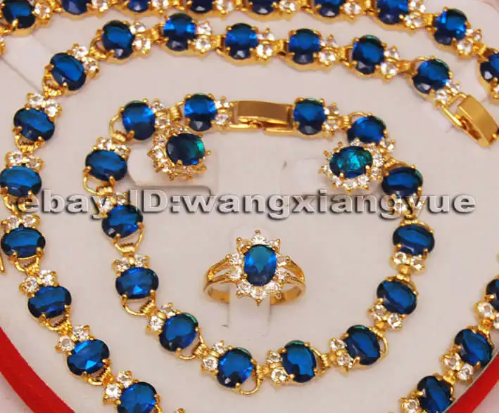 Charming! Blue Zircon Inlay Link Necklace Bracelet Ring Set AAA Top Grade jade Crystal Jewelry
Charming! Blue Zircon Inlay Link Necklace Bracelet Ring Set AAA Top Grade jade Crystal Jewelry