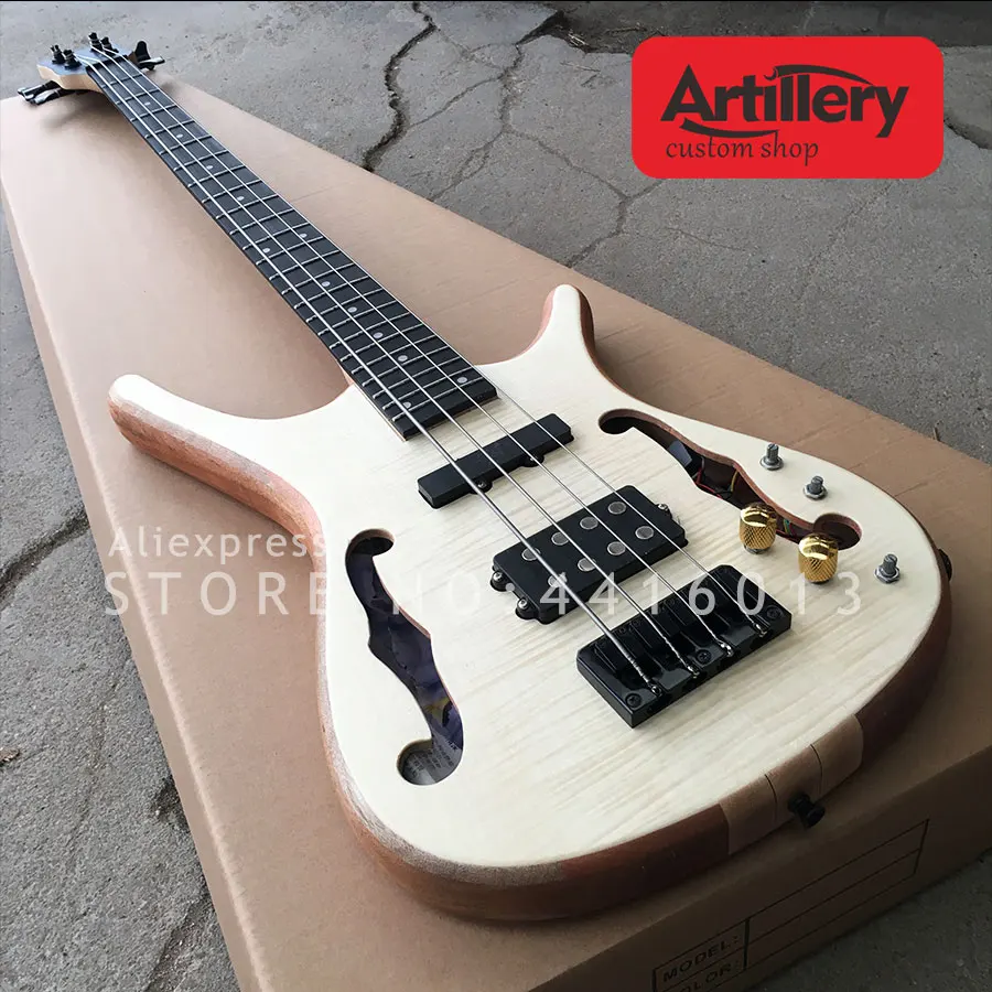 Free shipping factory custom 4 strings bass with semi-hollow body flamed maple top electric bass musical instrument shop
Free shipping factory custom 4 strings bass with semi-hollow body flamed maple top electric bass musical instrument shop